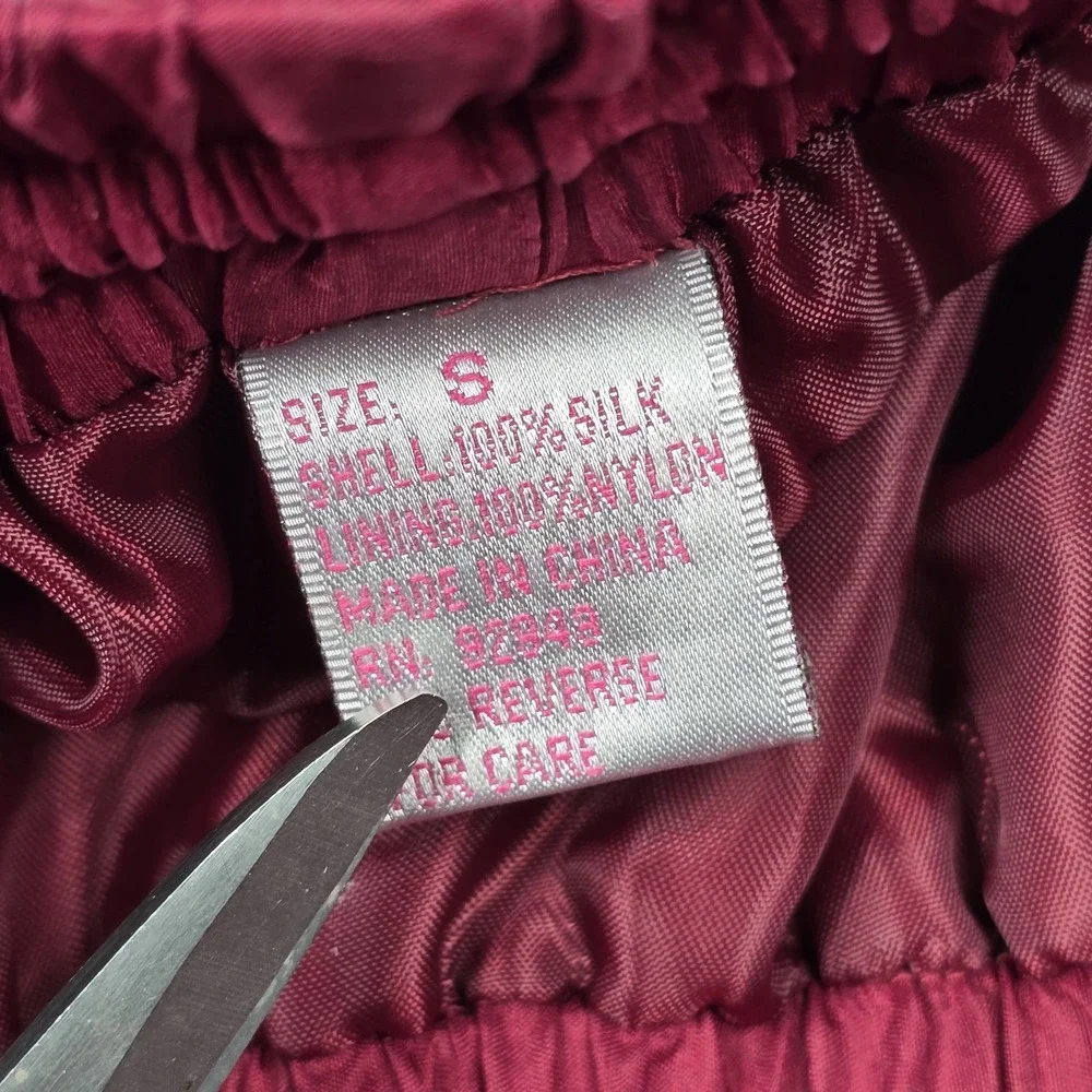 Vintage Victorias Secret 100% Silk Lounge Pants Burgundy Red Slacks Lined Small‎